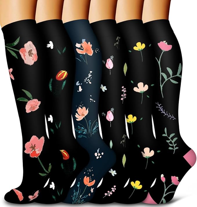 Bluemaple 6 Pack Copper Compression Socks for Women and Men Circulation-Best Support for Medical, Running,Nursing,Athletic