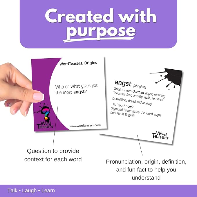WORD TEASERS Origins - Vocabulary Game for Kids 10+ - Fun Family Conversation Starters - Literacy Game & Vocabulary Builder for Middle School - 150 Flash Cards