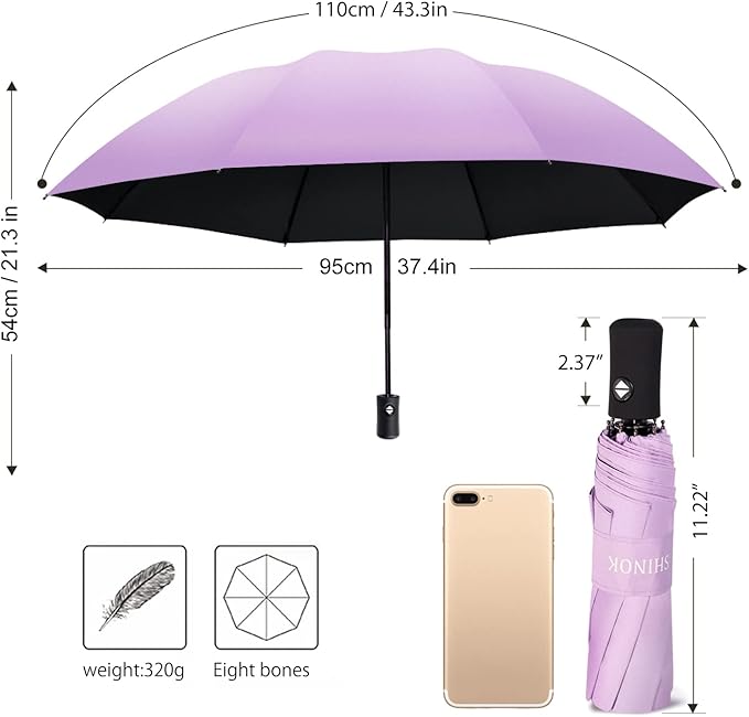 Shinok Travel Umbrella Compact Folding Sun Umbrellas Lighweight Auto Open Close for Women Parasol