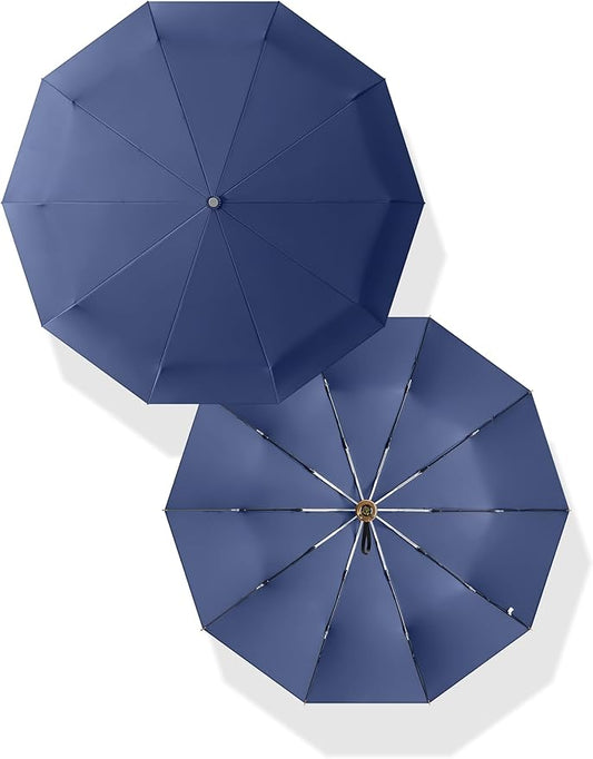 Rain Cats Large Umbrella 45 Inch diameter Umbrellas for rain Strong10 Ribs Fiberglass Windproof big Compact Automatic portable Folding Travel/Thick Fabric/Wood handle