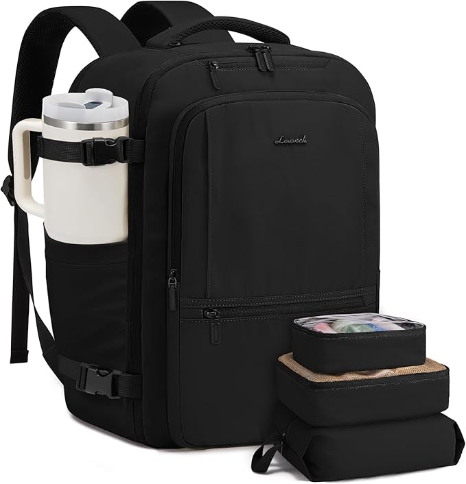 LOVEVOOK Travel Backpack for Women & Men, 50L Large Carry On Backpack Airline Approved, TSA Personal Item Weekender Bag, Water Resistant Laptop Backpacks with 3 Packing Cubes for Travel Essentials