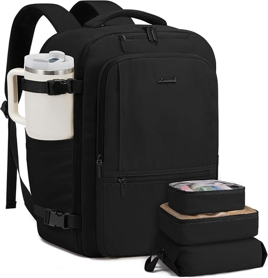 LOVEVOOK Travel Backpack for Women & Men, 50L Large Carry On Backpack Airline Approved, TSA Personal Item Weekender Bag, Water Resistant Laptop Backpacks with 3 Packing Cubes for Travel Essentials