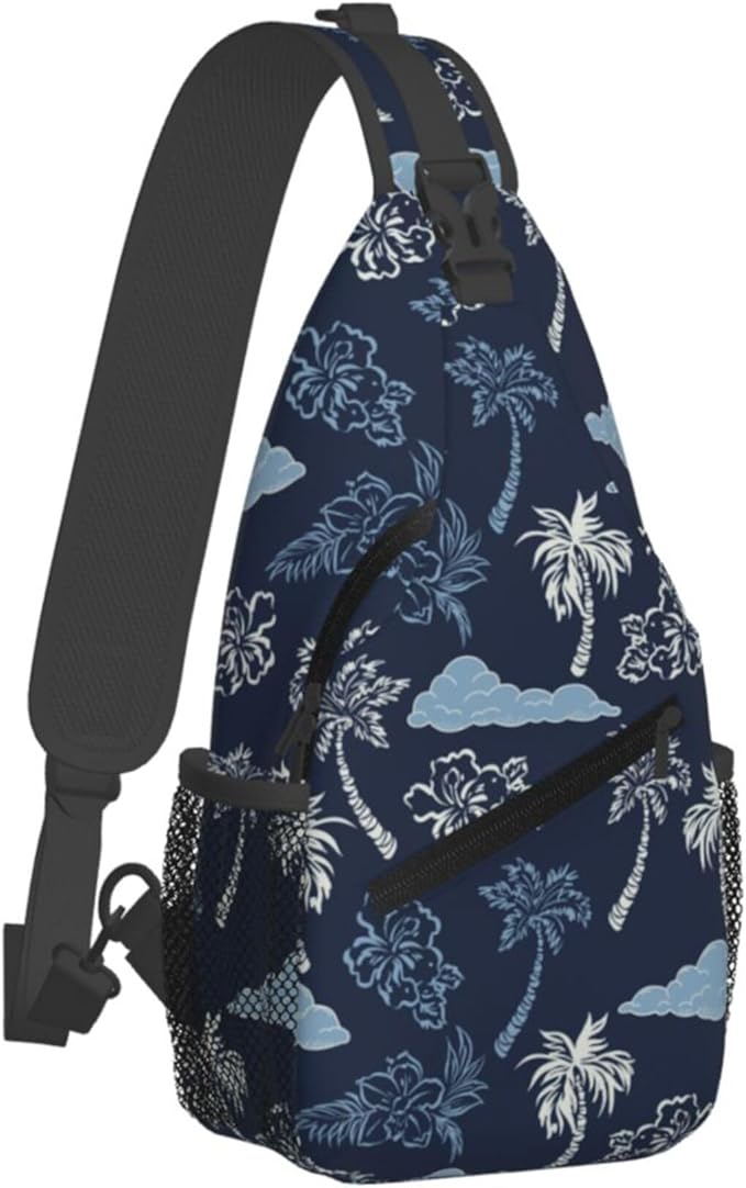 Hawaii Tropical Palm Sling Backpack Crossbody Bag Casual Chest Bags Travel Hiking Daypack Shoulder Bag for Women Men