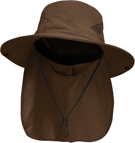 NPJY Sun Fishing Hats with Neck Flap for Men Women UV Sun Protection Bucket Hat