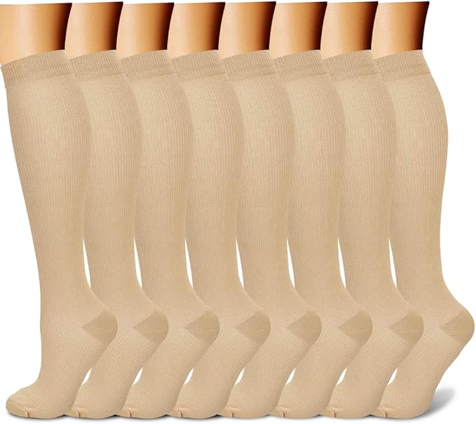 CHARMKING Compression Socks for Women & Men Circulation (8 Pairs) 15-20 mmHg is Best Support for Athletic Running,Cycling