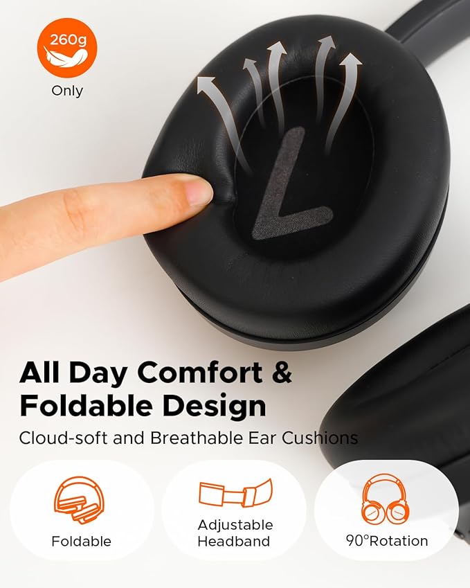 Truefree HF10 Hybrid Active Noise Cancelling Headphones, Wireless Over Ear Bluetooth 6.0 ANC Headset, 125 Hours Playtime, Spatial Audio, Deep Bass, App Custom EQ, Dual Connection, Comfort Fit Ear Cups