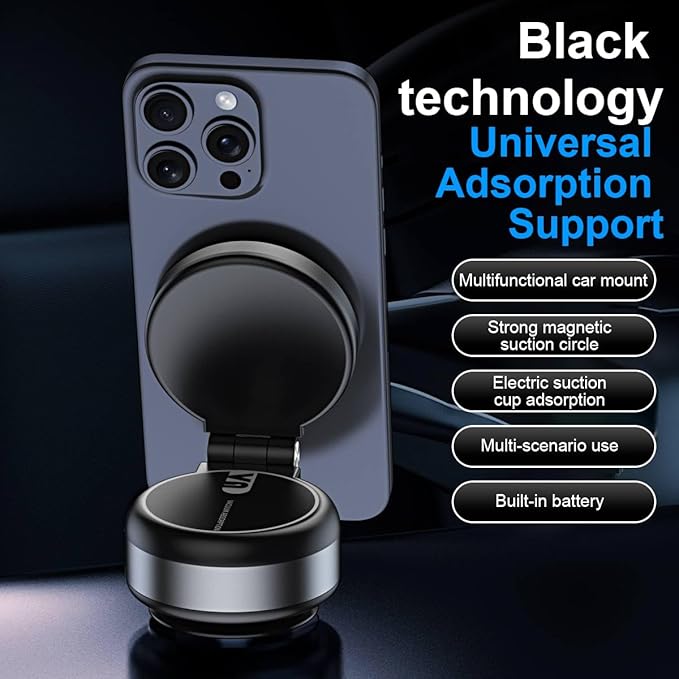 Fostex 2025 Upgraded Vacuum Magnetic Phone Stand,Double Sided Extension 360°Portable Phone Mount,Foldable Portable Vacuum Phone Holder Magnet, Magnetic Cell Phone Holder for iPhone 16/15/14/13/12