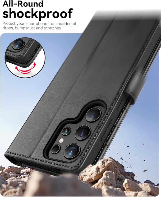 OCASE Compatible with Galaxy S25 Ultra Wallet Case, PU Leather Flip Folio Case with Card Holders RFID Blocking Kickstand [Shockproof TPU Inner Shell] Protective Phone Cover 2025, Spliced Gray
