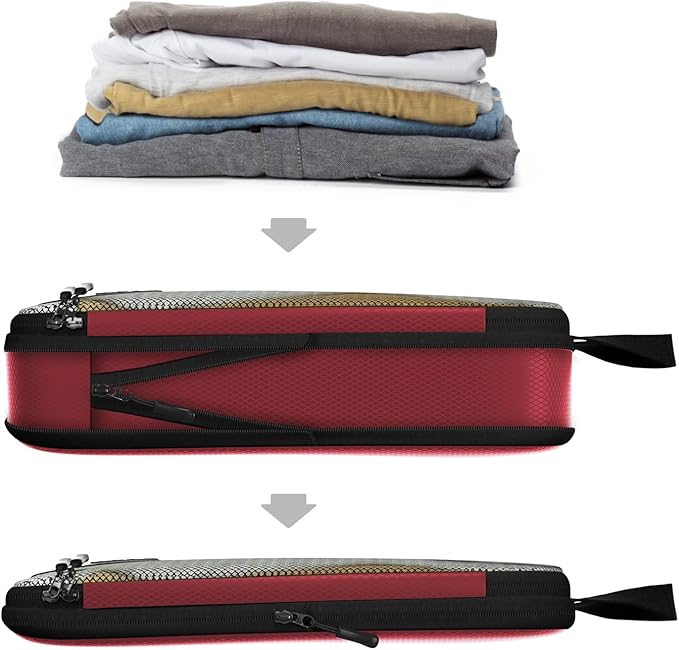 Large Compression Packing Cubes for Travel - 5 Pcs set of Packing Cubes Compression, Carry on Suitcase Organizer Bags - Travel Cubes Organizer Bags for Luggage