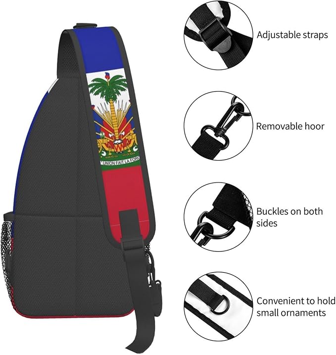 Haiti Flag Sling Bag Multipurpose Crossbody Sling Backpack Travel Cycling Hiking Shoulder Bag For Women Men