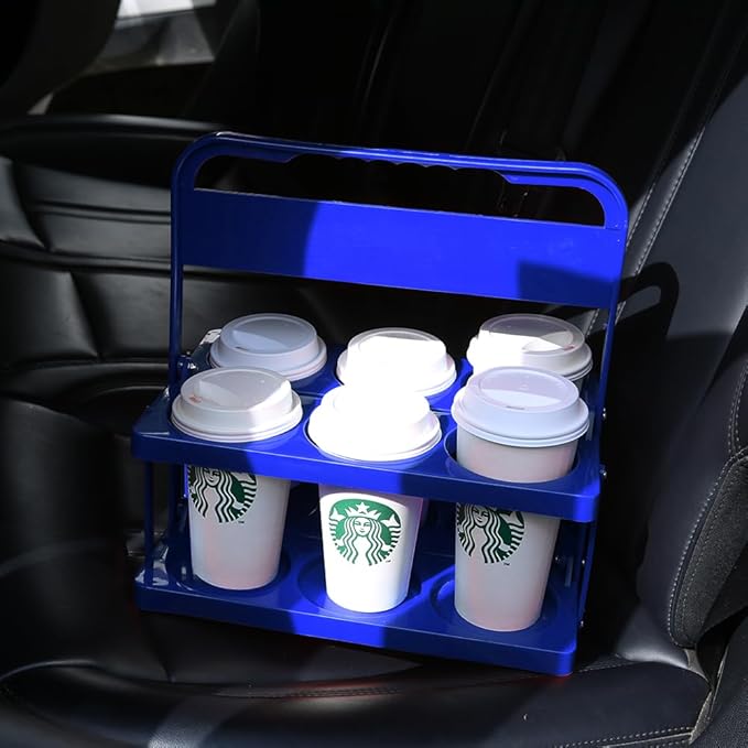 musbus Reusable Drink Carrier with Handle for Food Delivery Drivers, Portable Cup/Coffee Holder Accessories for Delivery, Foldable Drinks Caddy with Tray, Car Durable Plastic Festive Bottle, Vacation