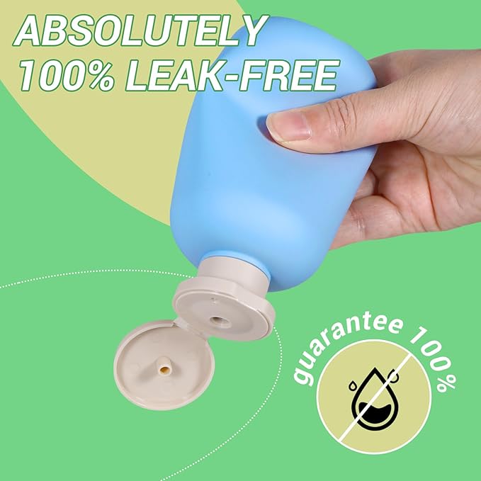 ASEVAT 6.7oz Airtight Plastic Travel Shampoo Bottles, Travel Shampoo and Conditioner Bottles Refillable, Empty Travel Size Shampoo Bottle, Hand Soap Dispenser for Vacation, Gym, Lotion（BlueNavy