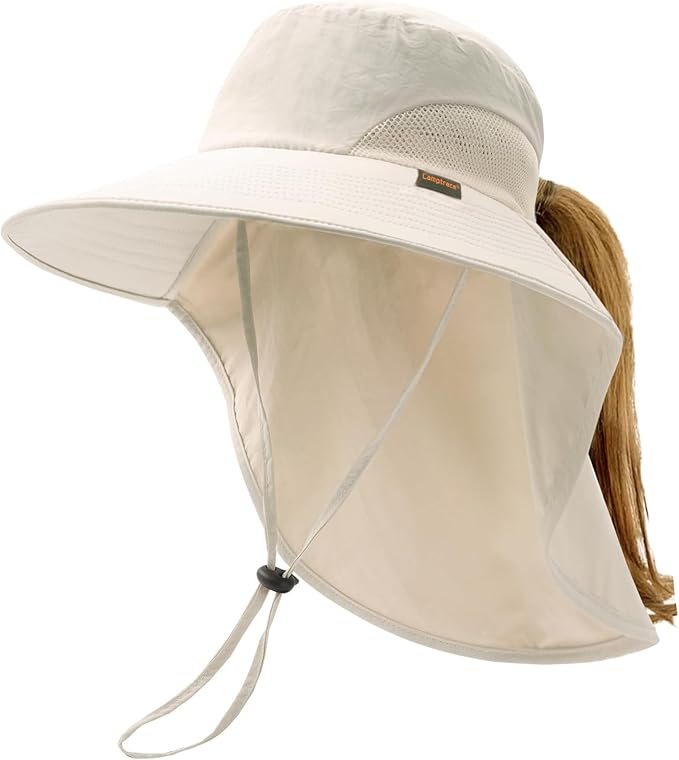 Camptrace Sun Hats for Women Men UPF 50+ UV Protection Wide Brim Hiking Fishing Hat with Neck Flap