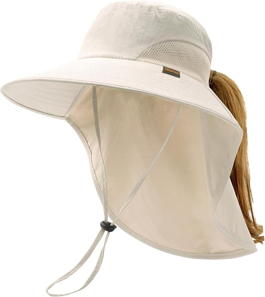 Camptrace Sun Hats for Women Men UPF 50+ UV Protection Wide Brim Hiking Fishing Hat with Neck Flap