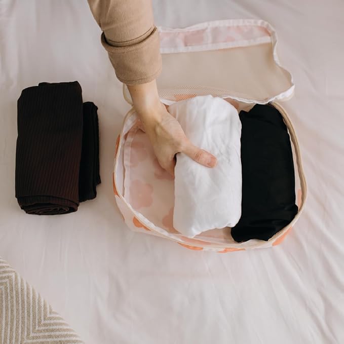 Jadyn Packing Cubes for Travel, 6-Piece Large Packing Cube Organizer Set for Suitcase, Duffel Bag, Luggage, Multiple Sizes Travel Essentials (Daisy)