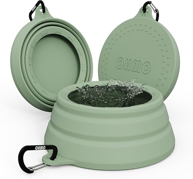 OHMO Spill Proof Collapsible Dog Water Bowl 24oz for Cars, No Splash Portable Bowls for Dog Travel, Pet Essentials for Road Trips, Cat Travel Accessories
