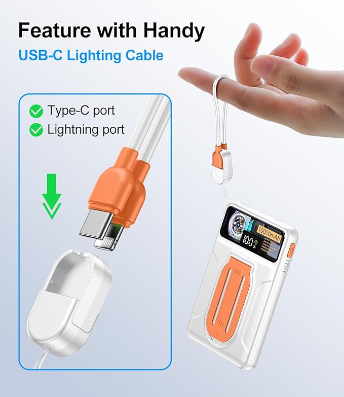 Magnetic Power Bank 10000mAh,Foldable Wireless Portable Charger with Fan Active Cooling System,Fast Charging Battery Pack,Compatible with iPhone 16/15/14/13/12 Pro/Pro Max/Plus/Mini