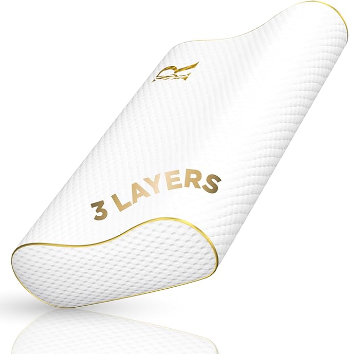 Memory Foam Pillow, King Cervical Pillow for Neck Pain, Contour Pillow, Neck and Shoulder Pain, Side Sleeper, Back and Stomach Sleeper