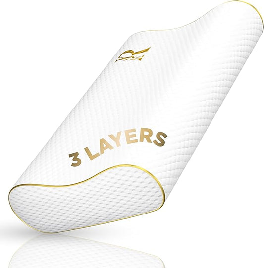 Memory Foam Pillow, King Cervical Pillow for Neck Pain, Contour Pillow, Neck and Shoulder Pain, Side Sleeper, Back and Stomach Sleeper