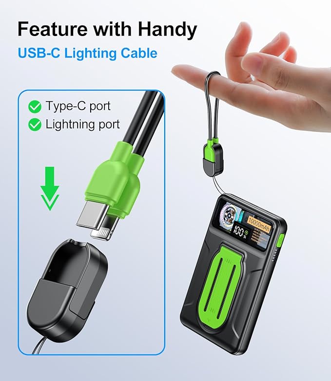 Magnetic Power Bank 10000mAh,Foldable Wireless Portable Charger with Fan Active Cooling System,Fast Charging Battery Pack,Compatible with iPhone 16/15/14/13/12 Pro/Pro Max/Plus/Mini