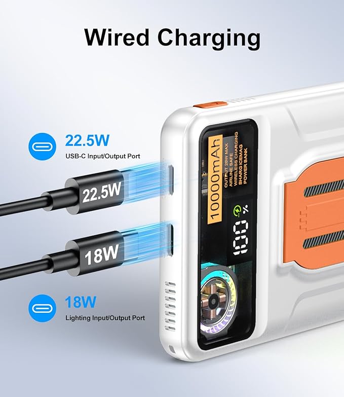 Magnetic Power Bank 10000mAh,Foldable Wireless Portable Charger with Fan Active Cooling System,Fast Charging Battery Pack,Compatible with iPhone 16/15/14/13/12 Pro/Pro Max/Plus/Mini