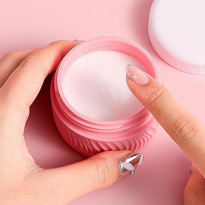 Travel Containers for Toiletries, Silicone Cream Jars BPA-Free, TSA Approved 2oz Travel Size Containers, Leak-proof Portable Size Silicone Jars with Lid for Face Hand Body Cream (4 Pack)
