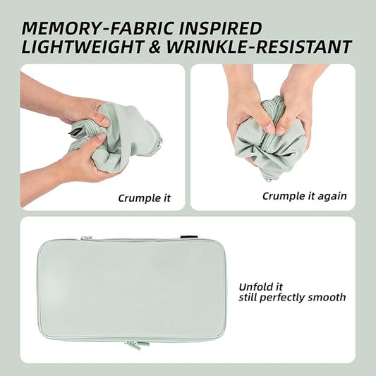 4 Piece Compression Packing Cubes for Suitcases and Backpack, Lightweight Travel Organizers (Light Green)