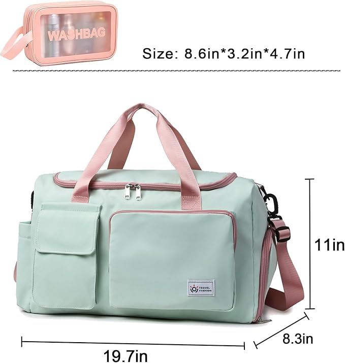Small Gym Bag for Women, Travel Duffle Bag Carry On Weekender Bag with Shoe Compartment