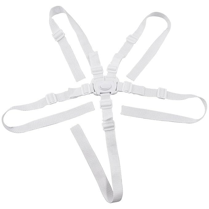 High Chair Straps,5 Point Harness Seat Belt Safety Strap Belt,Universal Baby Safe Belt Holder for Most 5 Point High Chairs,Stroller Pram Buggy Pushchair(White)
