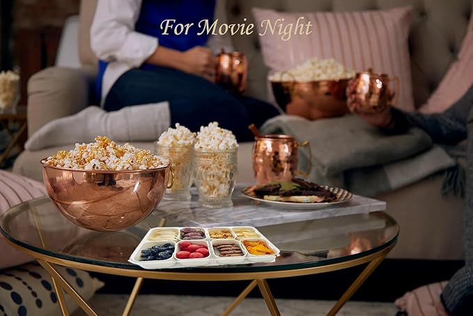 Divided Clear Snackle Box Container, Serving Tray with Lid & Handle, Charcuterie Board Container Storage Organizer for Fruit, Candy, Veggie, Nuts & Snacks, Perfect for Party, Travel, & Picnic