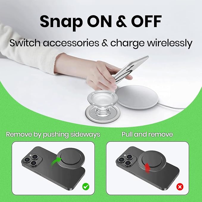 OnTheGrip Cute Natural Seashell Design Heart Shape Collapsible Mobile Phone Grip Stand Holder for Smartphone Tablet Cell Phone Accessory (Black Fresh Water)