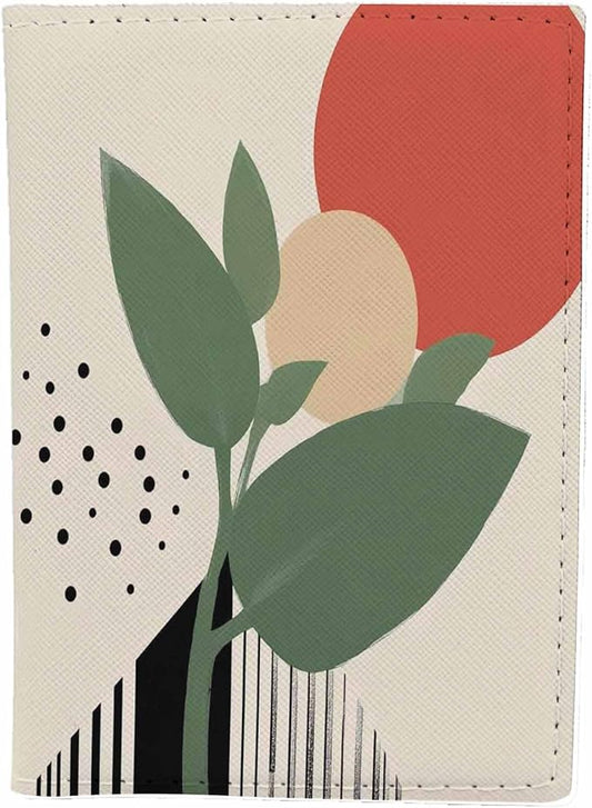 Vintage Ink Floral Passport Holder for Travel Geometric Patterns Funny Design PU Leather Passport Cover Wallet Cute Passport Card Holder for Women and Men