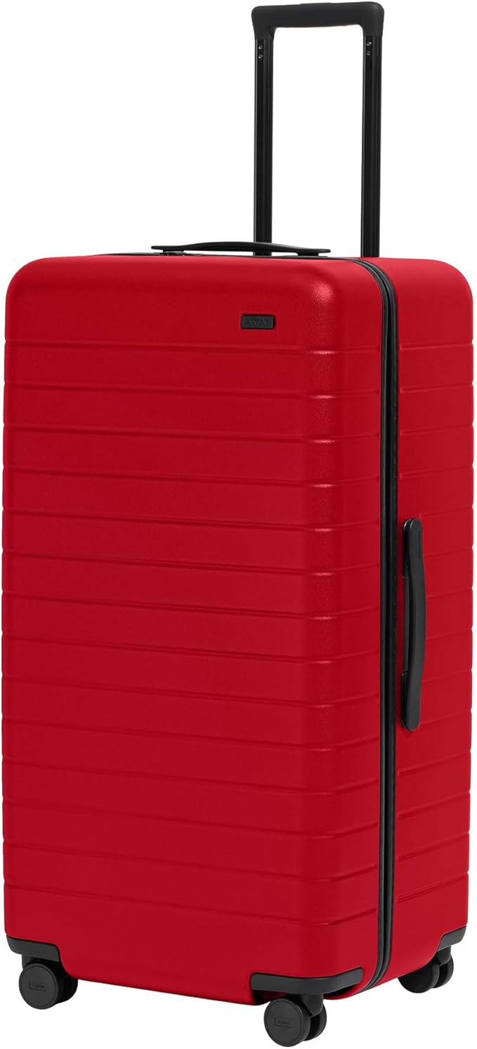 Away Large Trunk Luggage, 31 Inch Hardside Suitcase with Spinner Wheels, Lightweight & Durable, TSA Lock, Ideal for Long Trips, Cherry Red