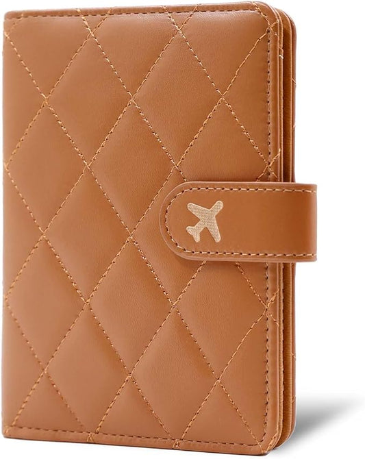 Melsbrinna Premium Leather Passport Holder Covers Case, Waterproof Rfid Blocking Travel Wallet Passport Holder with Pen Holder, Cute Passport Book for Women/Men