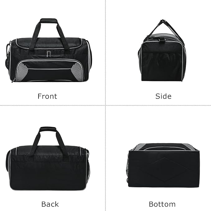 Mens Gym Bag 21 inch Large Overnight Weekender Duffle Bag for Travel Sport-Black/Grey