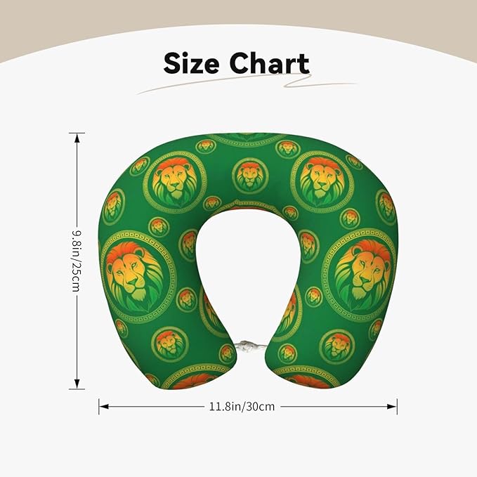 Support Neck Pillow for Youth Travel, Washable Airplane Chin Supporting and Relax U Shaped Pillows Rasta Lion Jamaican Reggae Flag Green