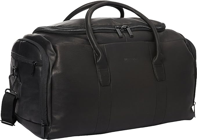 Kenneth Cole REACTION Duff Guy Colombian Leather 20" Single Compartment Top Load Travel Duffel Bag, Black
