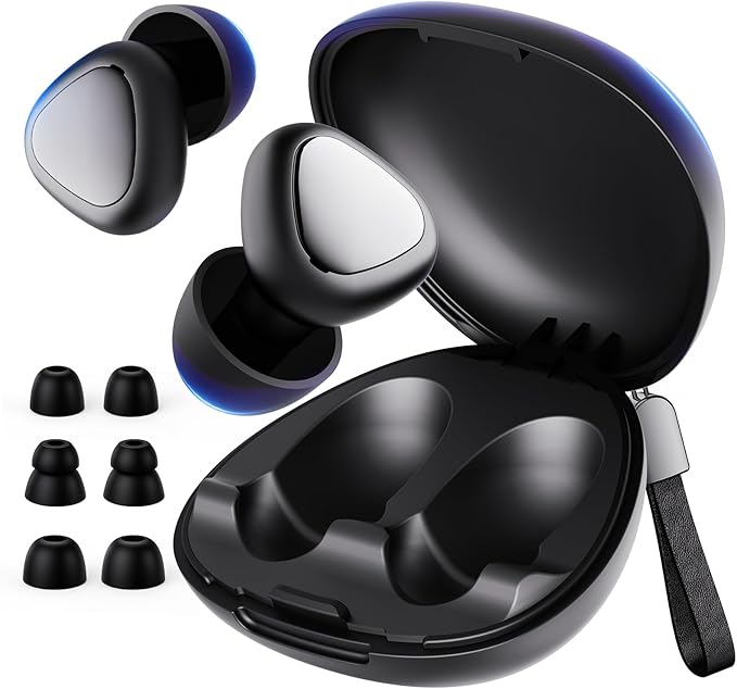 Ear Plugs for Sleeping Noise Cancelling, 45dB Reusable Silicone Earplugs with 6 Eartips and Carry Case, Ear Plugs for Concert & Hearing Protection, Sleep, Travel, Focus & Noise Reduction, Black