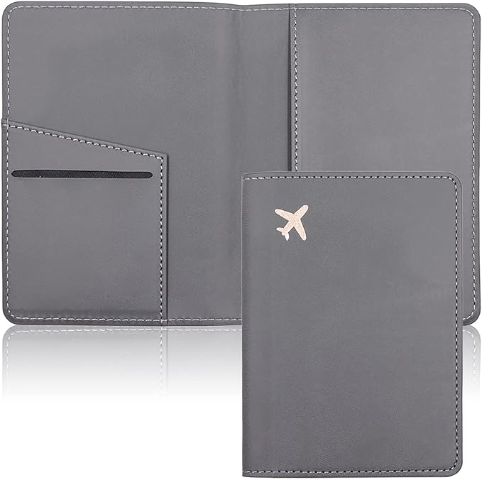 Deziliao Passport Wallet, Gray, Unisex, Faux Leather, Waterproof, Slim, Lightweight, RFID Blocking, 2-in-1 Design, with Document Slots, Credit Card Slots, SIM Card Slots