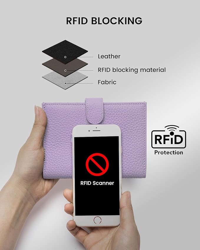 RFID Passport Holder Travel Wallet for Women, Leather Passport Cover Wallet with Card Holders SIM Slots,Zippered Coins Pocket and Cash Slot Slim Compact Travel Wallet (Taro Purple)