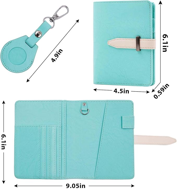 Deziliao Passport Wallets, Mulit-Purpose RFID Blocking Passport Holder AirTag Wallet, Travel Wallet（Blue-White）