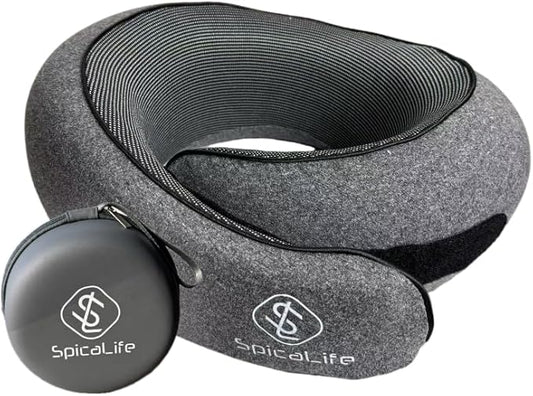 Neck Travel Pillow Set – Exquisite Fashion Storage Box, Premium Memory Foam, Adjustable Velcro, Ergonomic Neck Design – Ideal for Travel, Office, and Long Drives -Design for Adults and Kids