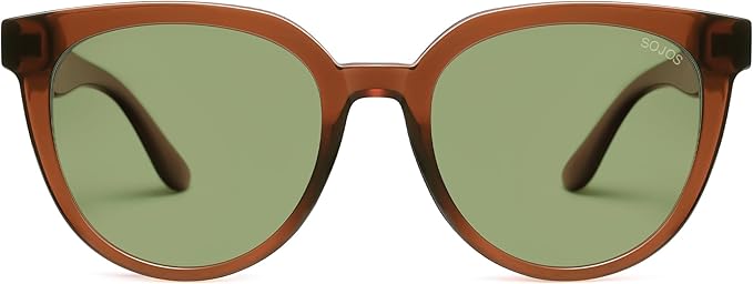 SOJOS Trendy Cat Eye Round Polarized Sunglasses for Women Fashion UV Protection Sunnies Sunglasses SJ2175