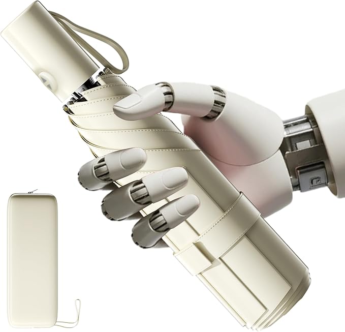 Automatic Mini Travel Windproof Folding Umbrella - UV Protection, Instant Open/Close for Rain/Sun, Small Compact Lightweight Design Fits in Tote Bag/Travel Case/Backpack for Commute, Women & Men