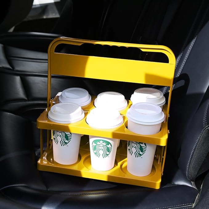 musbus Reusable Drink Carrier with Handle for Delivery Drivers, Portable Cup/Coffee Holder Accessories for Delivery, Foldable Drinks Caddy with Tray, Car Durable Plastic Festive Bottle, Vacation