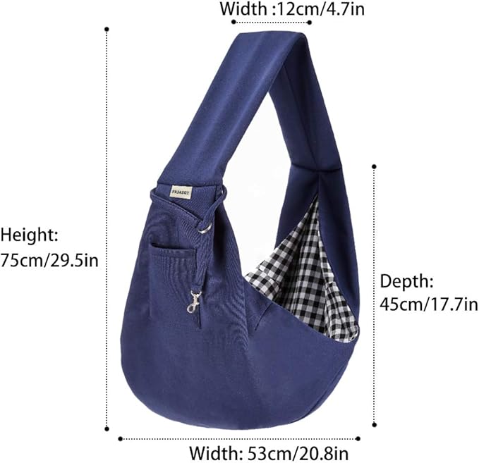 FDJASGY Small Pet Sling Carrier-Hands Free Reversible Pet Papoose Bag Tote Bag with a Pocket Safety Belt Dog Cat for Outdoor Travel Benzo Blue