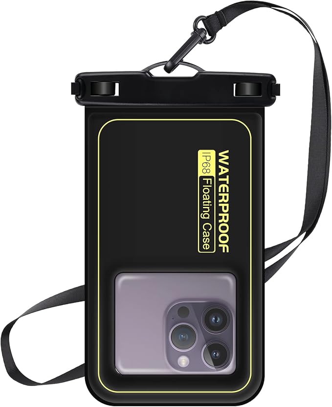 Large Waterproof Phone Pouch Floating, Phone Case Friendly, Up to 7.2'' Cell Phone Dry Bag, IP68 Waterproof Phone Case for iPhone Samsung Galaxy Google, Black