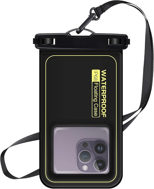 Large Waterproof Phone Pouch Floating, Phone Case Friendly, Up to 7.2'' Cell Phone Dry Bag, IP68 Waterproof Phone Case for iPhone Samsung Galaxy Google, Black