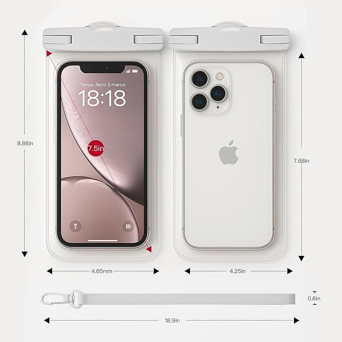 1/2 Pack Waterproof Phone Pouch Compatible with iPhone 17 16 15 Pro Max & Galaxy S24+/S23 7in Waterproof Phone Case with Lanyard,IPX8 Beach Travel Must Haves,Beach Essentials,Light Grey,1 Pack