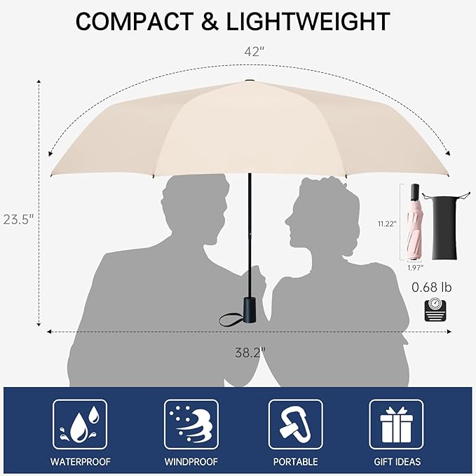 Compact Travel Umbrella, Small Pocket Mini Umbrella for Purse Wallet, UV Sun Rain Umbrellas for Backpack, Portable Folding Umbrellas for Women Kids